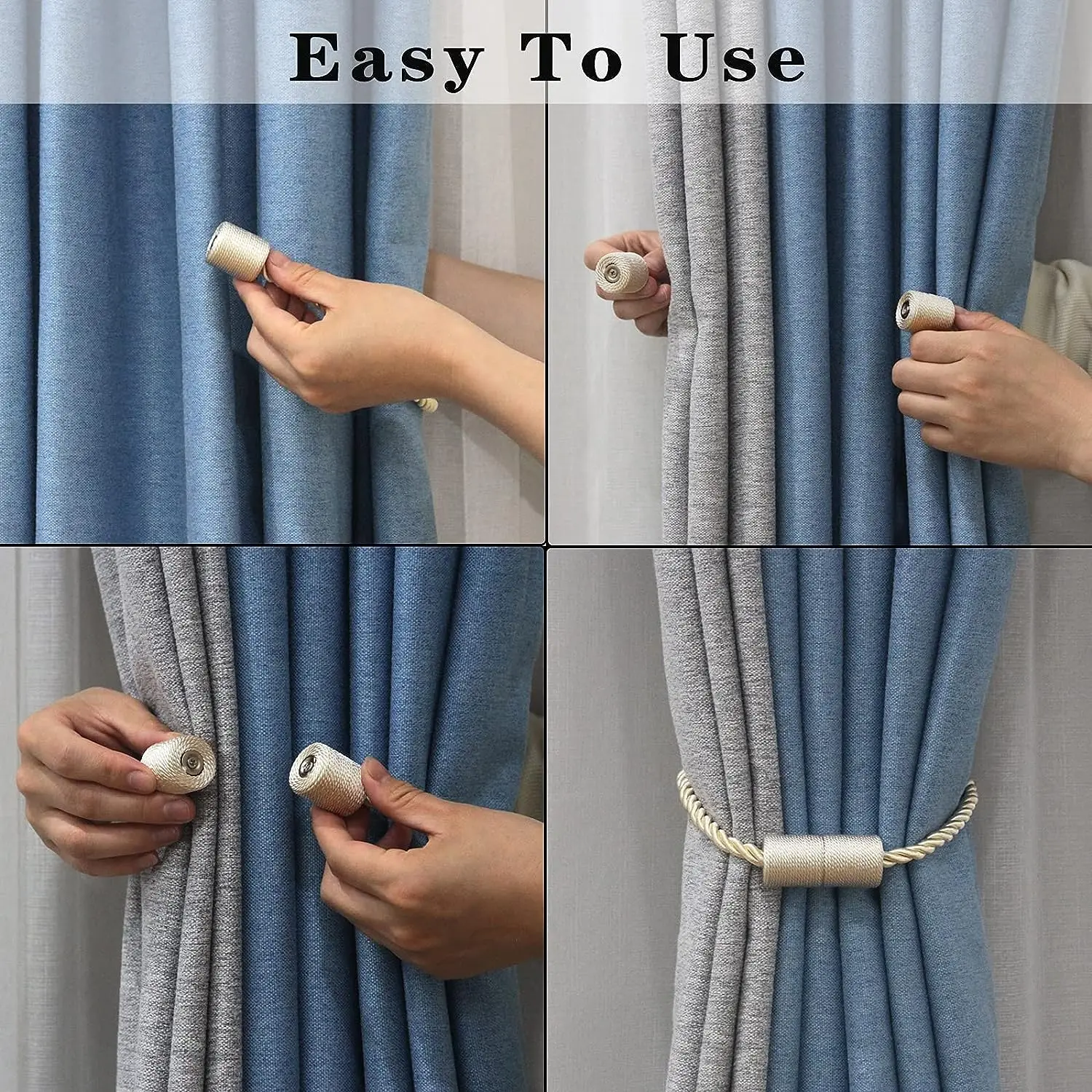 4Pc Columnar Curtain Rope Tieb - String Tension Clip recension och pris